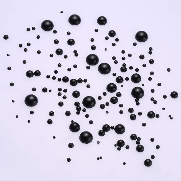 5600 st 7 storlekar Platt baksida halvrunda pärlpärlor Satinglans Lösa pärlor ädelstenar för DIY Craft black