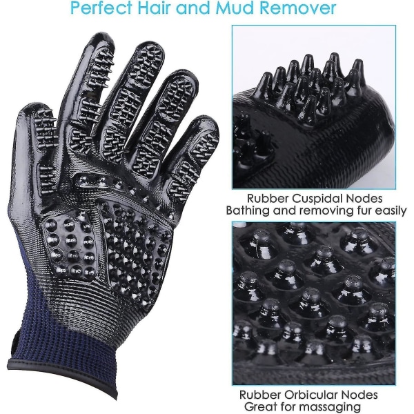 Husdjursvårdshandskar - Förbättrad gummihandske med fem fingrar i design för skonsamma avfallsborstar