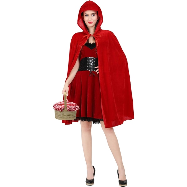 Rödluvans dräkt för kvinnor Röd Cape-mantel Halloween