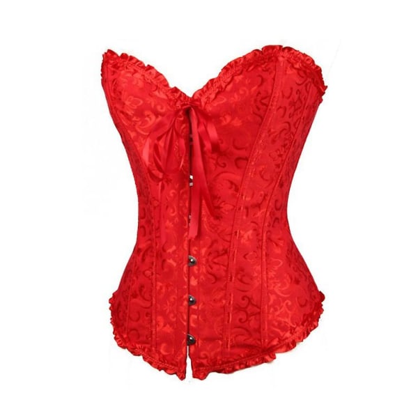 Jacquardväst shapewear, axelbandslös korsett Red Red XL