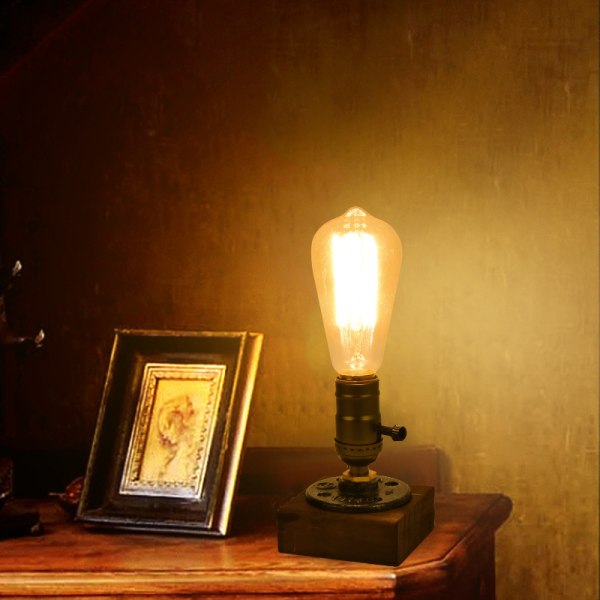 Industriell skrivbord, lampa liten retro sänglampa med strömbrytare
