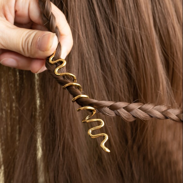 Retro etnisk ormform Smutsigt hårklämma Irländskt hårtillbehör Dreadlocks Hårklämma Gold
