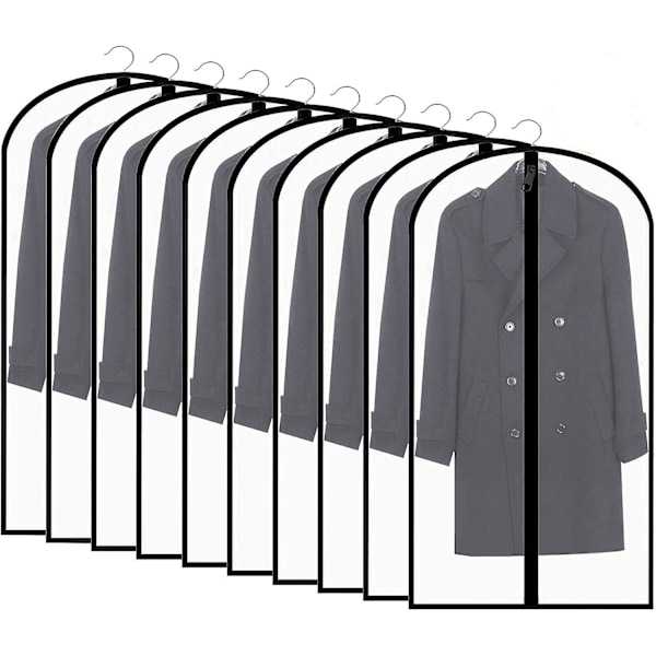 5 stk. Beklædningsgenstand med lynlås Støvtætte maltsikre beklædningsgenstande Transparent Vaskbar til lang kjole/skjorte jakkesæt/frakker (60 X 140 cm)- Sort
