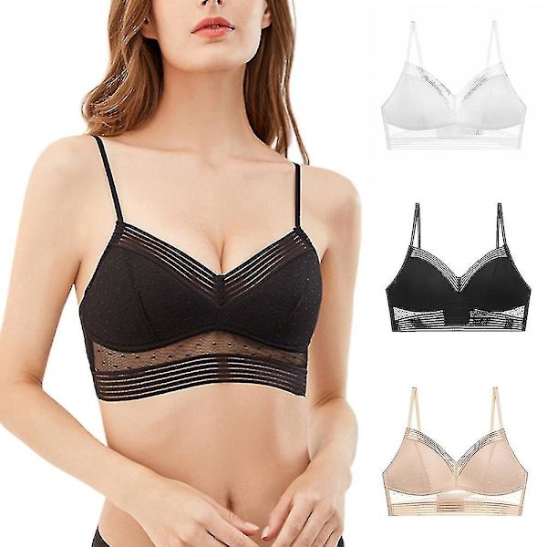Alaselän kohottavat rintaliivit Comfort Bralette Dot hengittävät Ultra Thin Crop Top -rintaliivit Alusvaatteet_a Musta Black M