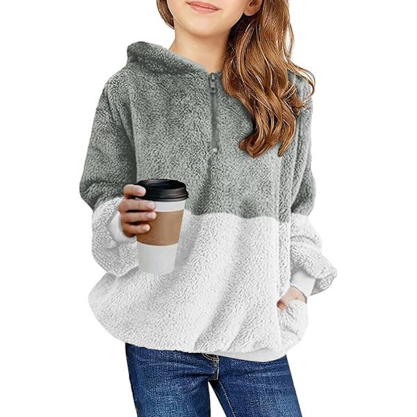 Piger Fuzzy Fleece Pullover Hættetrøjer Sweatshirt Casual Løs