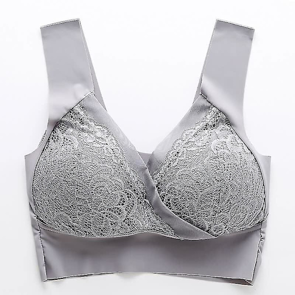 Dam Bralette Push-up BH Sömlösa Vestee Spetsunderkläder Gray Gray 4XL