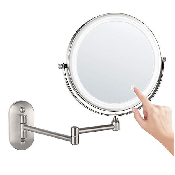 8-tommer genopladeligt makeup-spejl i rustfrit stål Stainless steel 7X