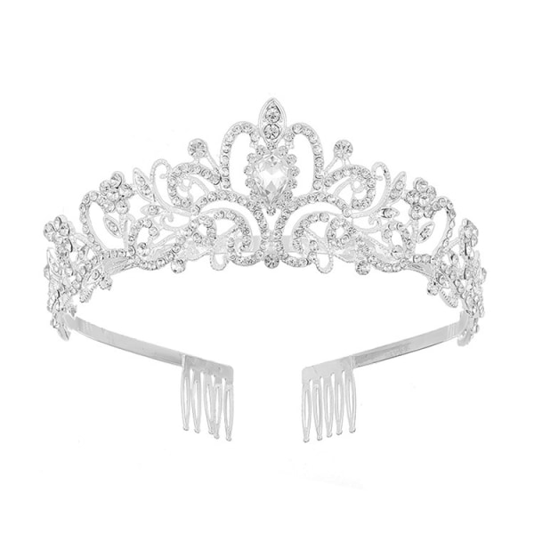 Tiara Crown Crystal Rhinestone (sølv, 1 st)