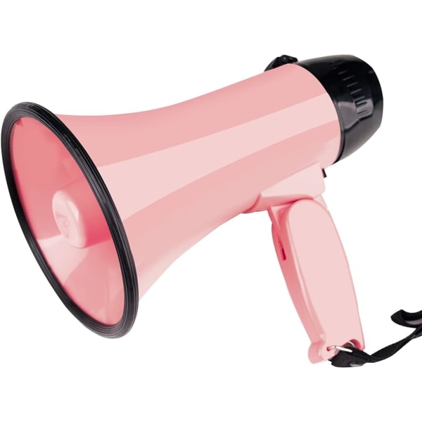 Bærbar megafon bullhorn 25 watt effekt megafonhögtalare röst og sirene/larmlägen (rosa)