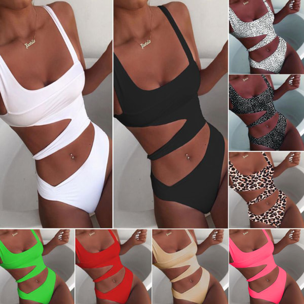 Naisten seksikäs yksiosainen bikini, epäsäännöllinen, leikattu vyötärö, selkänojaton Push Up uimapuku aprikoosi Apricot L