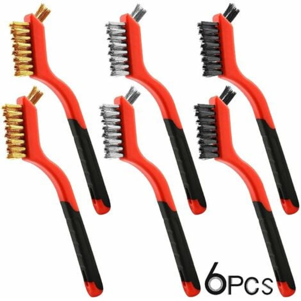 Set, 6 st mässing/rostfritt stål/ nylon stålborstar för