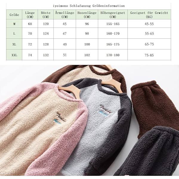 Dam Fluffy Pyjamas Set Fleecetröja byxor Lös plysch