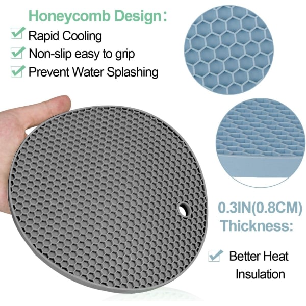 Tykk silikon gryteholder Hot Dish Mat (7x7x0,3 tommer) SQBB