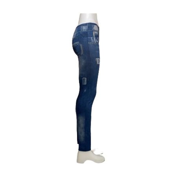 Mønstrede Jeans Leggings med blå trykk blue one size