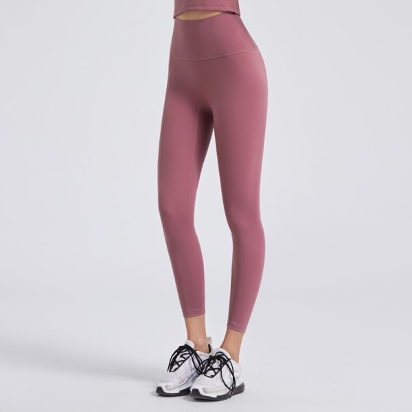 Capri-leggings med høy midje for kvinner - Myk slank magekontroll - Treningsbukser for løping Sykkelyoga-trening (plommefarge, L