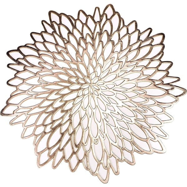 6-Pack Gold Metallic Pyöreä placemats Lehti ruokapöytä sisustus