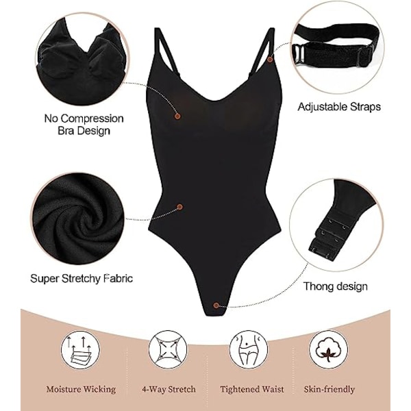 Body för kvinnor Tummy Control Shapewear Seamless Sculpting Thong Body Shaper Linne black black 2XL