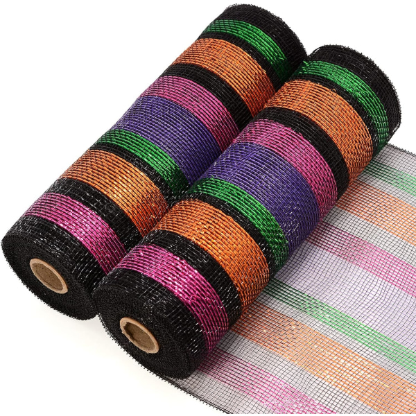 Deco Mesh 10 tum x 30 fot varje rulle, set med 2 Halloween Multicolor