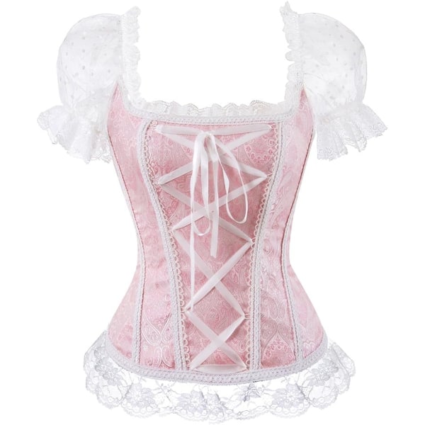 Korsetter för kvinnor Overbust Bustier Top Gothic Sexy Shoulder 8108pink 8108pink 4XL