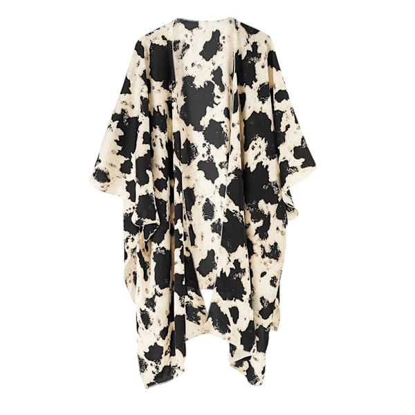 Blomstertrykk for kvinner Kimono Cardigan løst badetøy Coverup Uformelt strandbadedrakt Topper Sexy badetøy Black