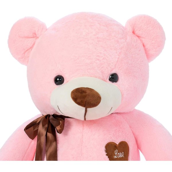 Søt bamse plysjleketøy, stor bjørnedukke rosa pink 80cm