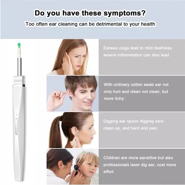 Earwax Remover HD Camera Langaton Endoskoopin puhdistus Otoskooppi Light green