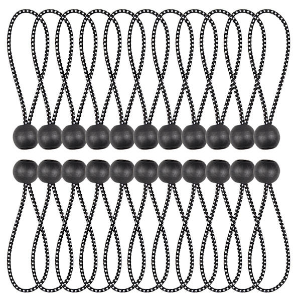 Ball Bungee Cord, Kraftig och mångsidig, inomhus och utomhus, Tarp Tie-Down, Organize & Secure, 4,7-tum, Svart, 20-pack