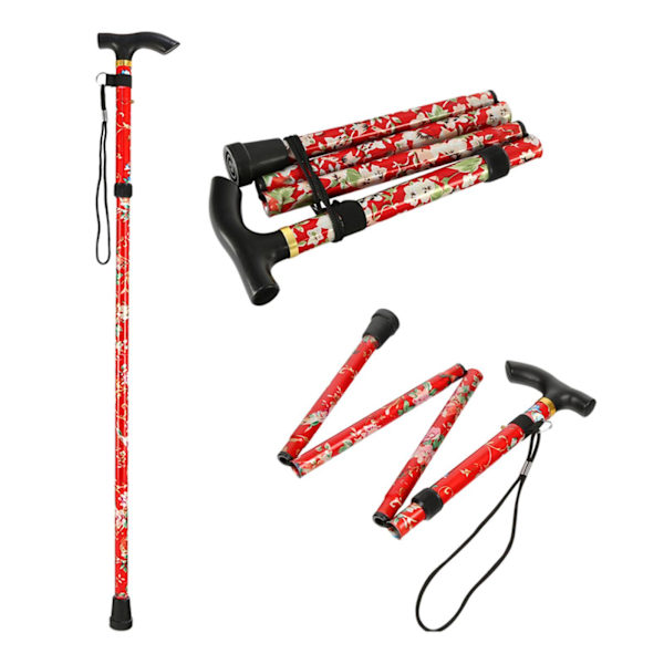1/2/3 foldestang Justerbar 5-sektions håndcampingstang sort 84-93 cm Black 84-93cm 1Set