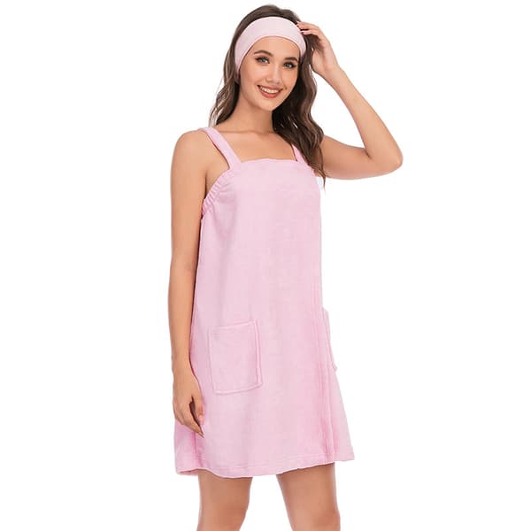 Badhandduksficka för damer Spa Terry Robe pink