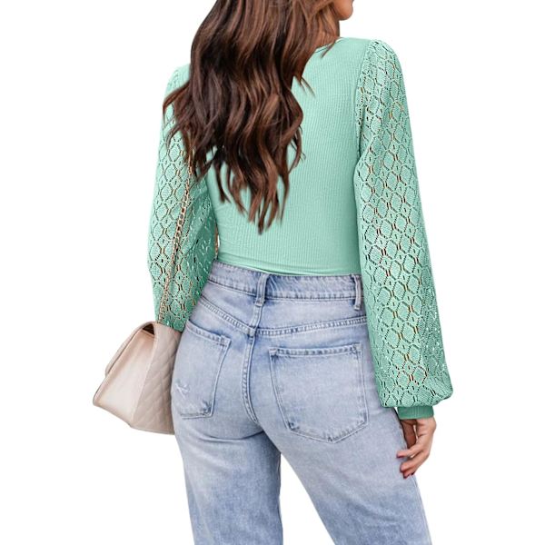 Dameskjorter med mesh og lange armer Uformelle bluser Topper