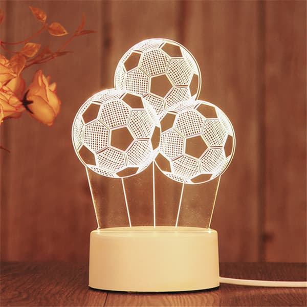 3D LED Nattlys Akryllampe Fjernkontroll 3D
