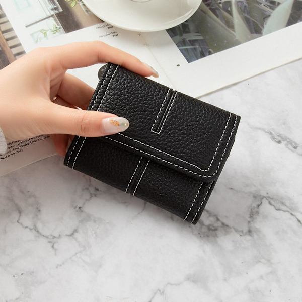 Kreditkortshållare Bärbar Bekväm mjukt konstläder Multi Pocket Dam Kortförvaringspåse Kontorsanvändning Mengxi Black