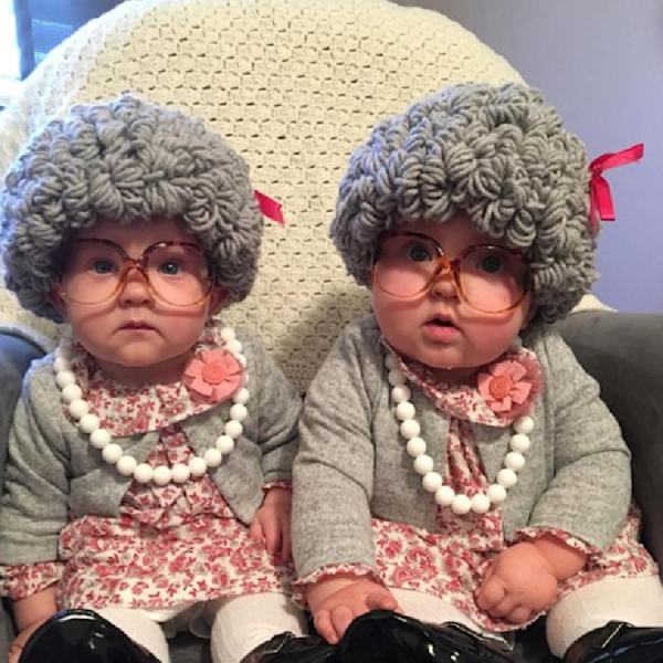 Vinter baby paryk kasket lille bedstemor krøllet hår hat nyfødt foto rekvisitter tilbehør