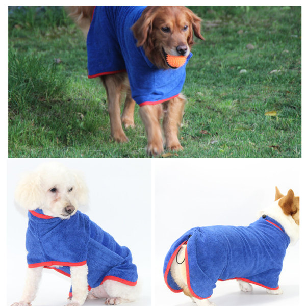 Hundbadrock Handduk Mjuk Superabsorberande badrock Torkande fuktpyjamas för hund Sapphire Sapphire XL