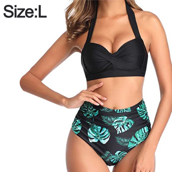 Vår och sommar dambaddräkt sexig bikini med printed green green L