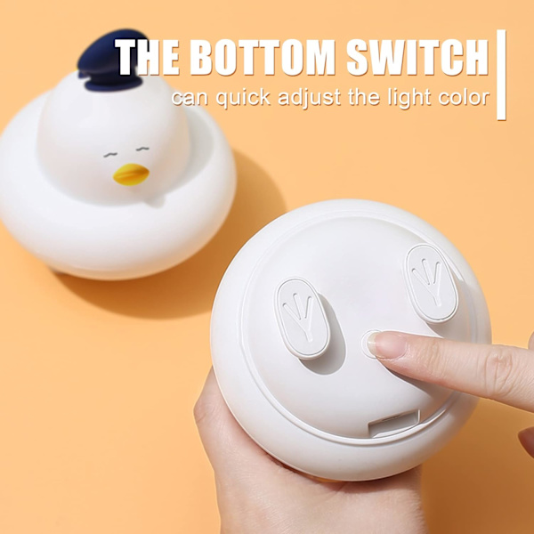 Duck Kids Soveværelses Natlampe, 3 Niveauer Lysstyrke Søde Dyr Børnehave Natlampe, Silikone Natlampe til Børn med Touch Sensor til værelsesindretning