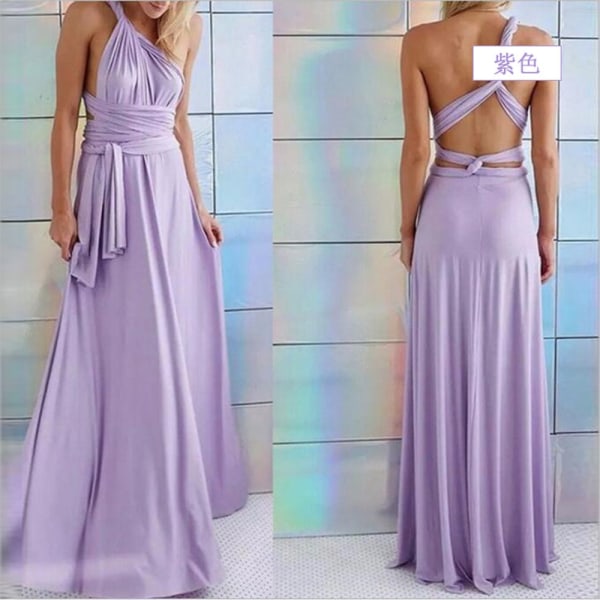 Flera slitage-rep Cross Backless Sexig Bandage One-Piece Klänning Lång Klänning Purple Purple M