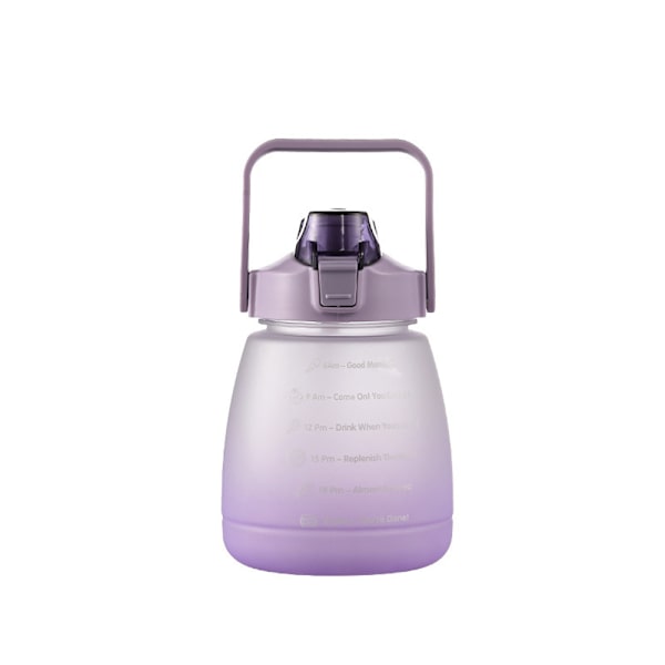 Bärbar vattenflaska BPA-fri 1400ML dricksflaska med tidsmarkering Gradient Purple