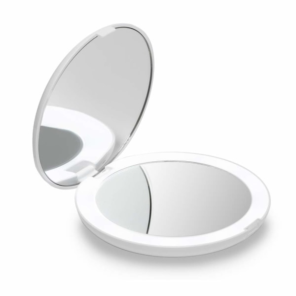 LED-opplyst fickspegel, 1x / 10x forstoring - Makeup Hand