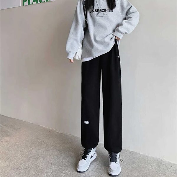 Bundle Feet Harem Pants Kvinder Solid Causal Kvindebukser scoop tøj sort plus fløjl black plus velvet L