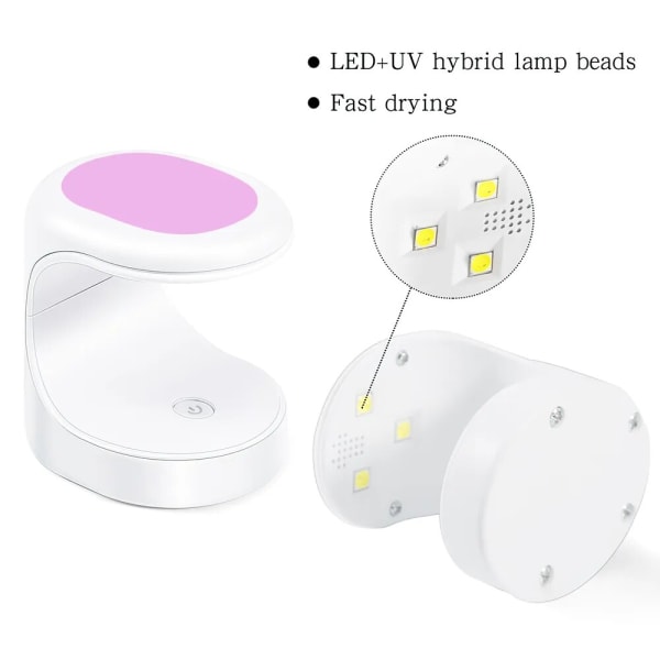 16W UV LED-lampa Nail Art Torklampa Mini Portable Pink