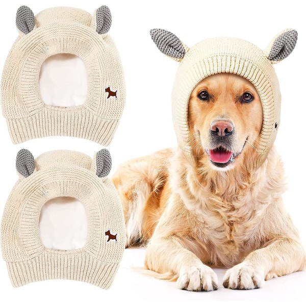 2 stk Hundestrikkede huer Pet Quiet Ears Warm Cover Støjbeskyttelse Pet Øreværn Vinter Hunde Øreværner Varme