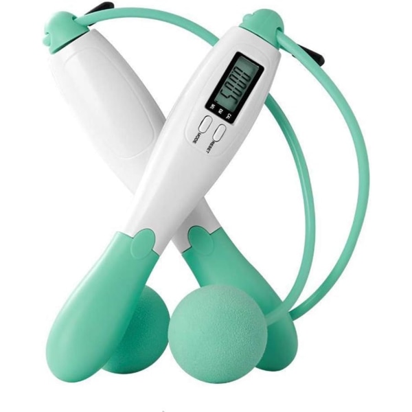 Justerbar längd Digital räknehopprep Träningsboll - Grön Green