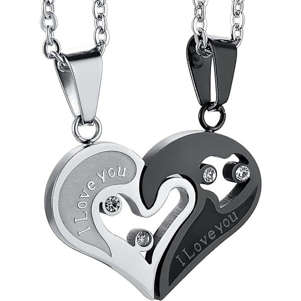 2kpl Love Heart Couple kaulakoru palapeli ruostumattomasta teräksestä valmistettu kaulakoru miehille ja naisille riipus kaulakoru väri