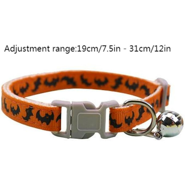 Halloween Cat Collar Breakaway med Bell Pumpkin Halsband för katter Hundberlocker för halsband hane (B, One Size)