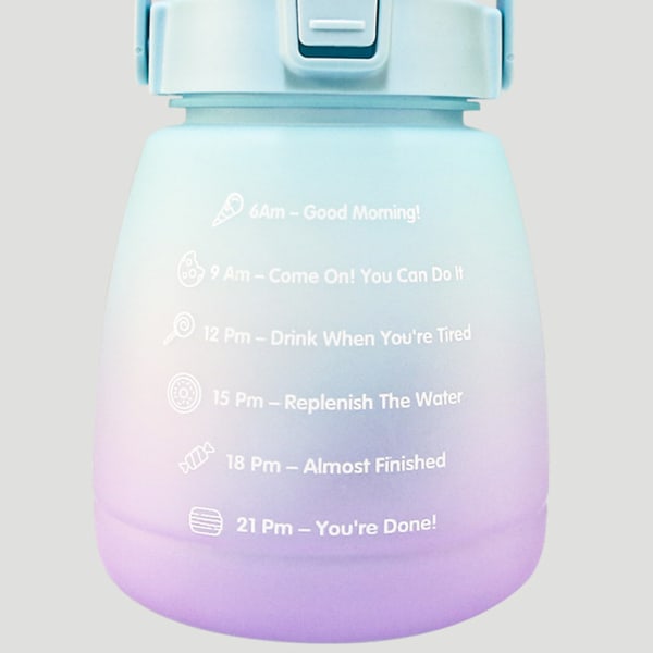 Bærbar vandflaske BPA-fri 1400ML drikkedunk med tidsmarkering Gradient Purple