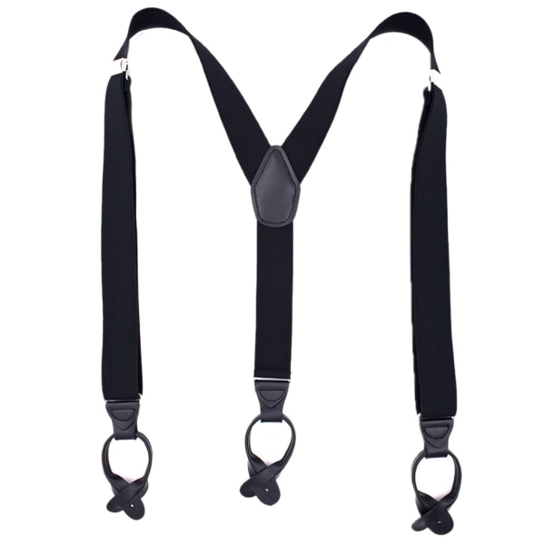 Unisex elastiska hängslen för män Justerbar byxhängslensknapp Black