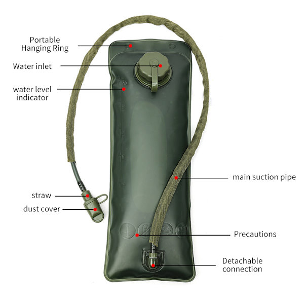 Vattenpåse Byte av innerväska Utomhusresor Vattenblåsa Army green Army green 3L