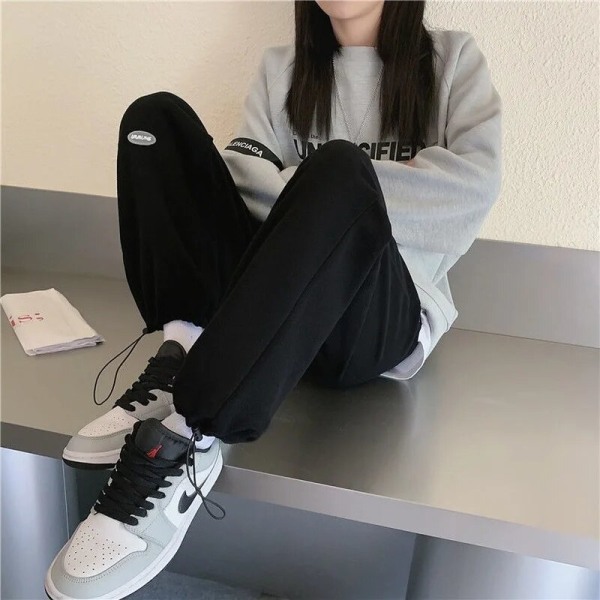 Bundle Feet Harem Bukser Kvinder Solid Causal Kvindebukser Løst tøj grå plus fløjl gray plus velvet XXXL
