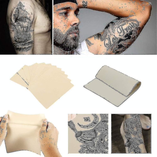 Blank Tattoo Skin Practice Fake Skin Tattoo Supplies Tatoveringssett (10 stykker)